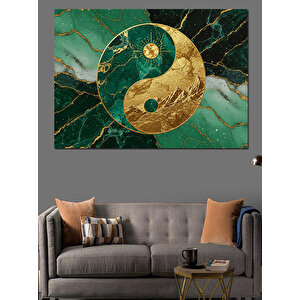 Yeşil Mermerli Ying Yang Dekoratif Kanvas - Mdf Ahşap Tablo