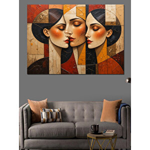Soyut Çift Portresi Dekoratif Kanvas - Mdf Ahşap Tablo