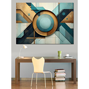 Soyut Geometrik Kompozisyon Dekoratif Kanvas - Mdf Ahşap Tablo 100x140 cm