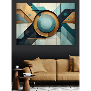 Soyut Geometrik Kompozisyon Dekoratif Kanvas - Mdf Ahşap Tablo 100x140 cm