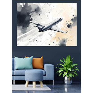 Sıçrayan Yolcu Uçağı Dekoratif Kanvas - Mdf Ahşap Tablo 25x35 cm