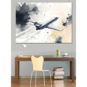 Sıçrayan Yolcu Uçağı Dekoratif Kanvas - Mdf Ahşap Tablo 25x35 cm