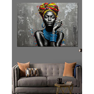 Duru Bakışlı Siyah Kadın Dekoratif Kanvas - Mdf Ahşap Tablo 50x70 cm