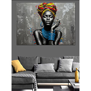 Duru Bakışlı Siyah Kadın Dekoratif Kanvas - Mdf Ahşap Tablo 50x70 cm