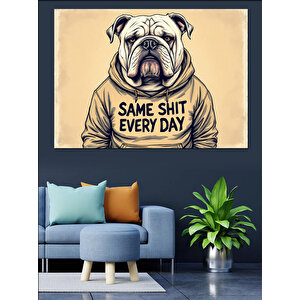 Kapüşonlu Bulldog İfadesi Dekoratif Kanvas - Mdf Ahşap Tablo 35x50 cm