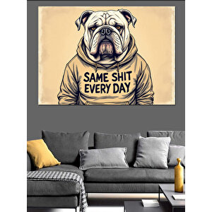 Kapüşonlu Bulldog İfadesi Dekoratif Kanvas - Mdf Ahşap Tablo