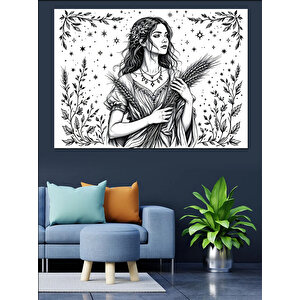 Elinde Bitki Tutan Kadın Dekoratif Kanvas - Mdf Ahşap Tablo