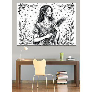 Elinde Bitki Tutan Kadın Dekoratif Kanvas - Mdf Ahşap Tablo 100x140 cm