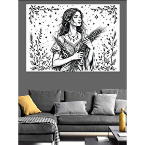 Elinde Bitki Tutan Kadın Dekoratif Kanvas - Mdf Ahşap Tablo 100x140 cm