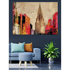 New York Gökdelenleri Dekoratif Kanvas - Mdf Ahşap Tablo 100x140 cm