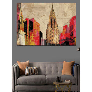 New York Gökdelenleri Dekoratif Kanvas - Mdf Ahşap Tablo 100x140 cm