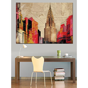 New York Gökdelenleri Dekoratif Kanvas - Mdf Ahşap Tablo 100x140 cm