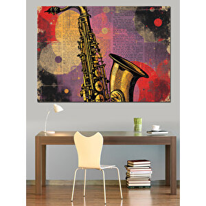 Eski Saksafon Dekoratif Kanvas - Mdf Ahşap Tablo 50x70 cm