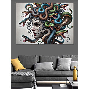 Yılan Saçlı Medusa Kadın Dekoratif Kanvas - Mdf Ahşap Tablo 50x70 cm