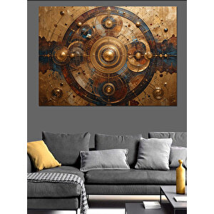 Eski Metalik Dişli Mekanizma Dekoratif Kanvas - Mdf Ahşap Tablo 100x140 cm