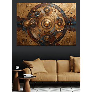 Eski Metalik Dişli Mekanizma Dekoratif Kanvas - Mdf Ahşap Tablo 100x140 cm