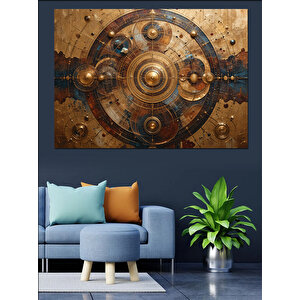 Eski Metalik Dişli Mekanizma Dekoratif Kanvas - Mdf Ahşap Tablo 100x140 cm