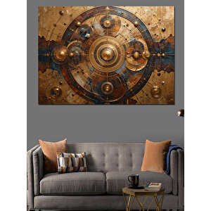 Eski Metalik Dişli Mekanizma Dekoratif Kanvas - Mdf Ahşap Tablo