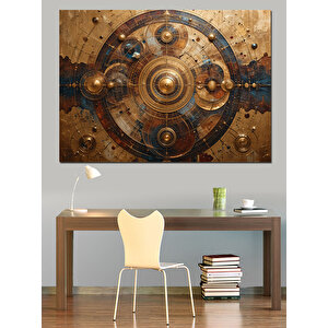 Eski Metalik Dişli Mekanizma Dekoratif Kanvas - Mdf Ahşap Tablo