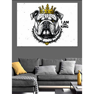 Taçlı Kral Bulldog Dekoratif Kanvas - Mdf Ahşap Tablo 70x100 cm
