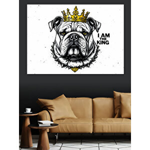 Taçlı Kral Bulldog Dekoratif Kanvas - Mdf Ahşap Tablo 70x100 cm