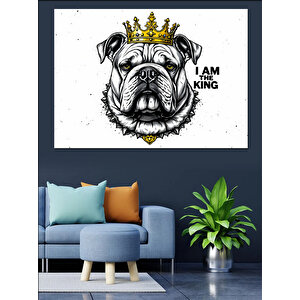 Taçlı Kral Bulldog Dekoratif Kanvas - Mdf Ahşap Tablo 35x50 cm
