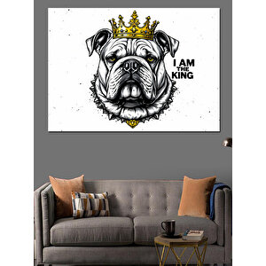 Taçlı Kral Bulldog Dekoratif Kanvas - Mdf Ahşap Tablo