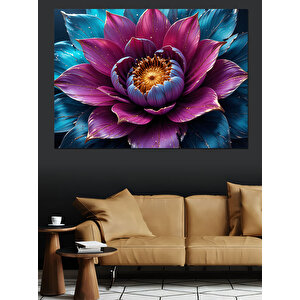 Parlak Mor Nilüfer Dekoratif Kanvas - Mdf Ahşap Tablo 50x70 cm
