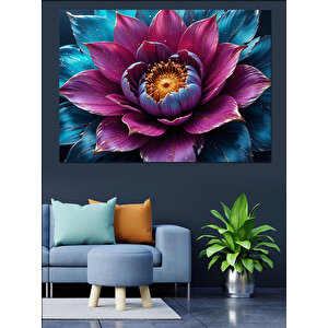 Parlak Mor Nilüfer Dekoratif Kanvas - Mdf Ahşap Tablo 50x70 cm