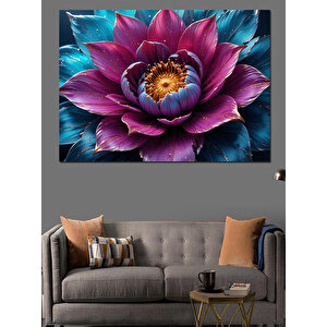 Parlak Mor Nilüfer Dekoratif Kanvas - Mdf Ahşap Tablo 50x70 cm