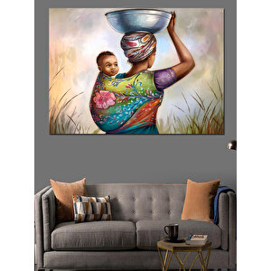 Başında Sepet Taşıyan Kadın Dekoratif Kanvas - Mdf Ahşap Tablo