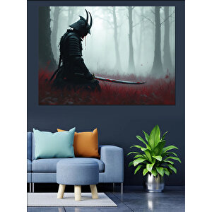 Sisler İçinde Samuray Dekoratif Kanvas - Mdf Ahşap Tablo 70x100 cm