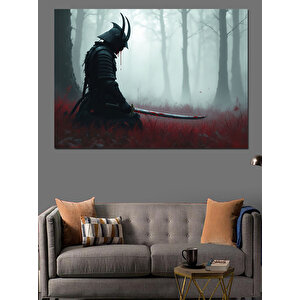 Sisler İçinde Samuray Dekoratif Kanvas - Mdf Ahşap Tablo 70x100 cm