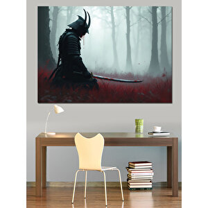 Sisler İçinde Samuray Dekoratif Kanvas - Mdf Ahşap Tablo