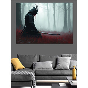 Sisler İçinde Samuray Dekoratif Kanvas - Mdf Ahşap Tablo