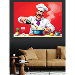 Şefin Lezzetli Yemeği Dekoratif Kanvas - Mdf Ahşap Tablo 50x70 cm