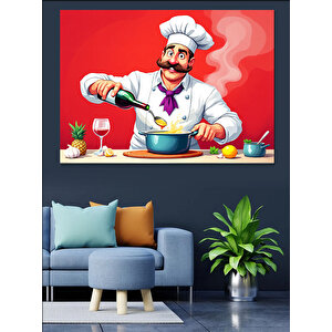 Şefin Lezzetli Yemeği Dekoratif Kanvas - Mdf Ahşap Tablo 50x70 cm