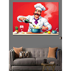 Şefin Lezzetli Yemeği Dekoratif Kanvas - Mdf Ahşap Tablo 50x70 cm