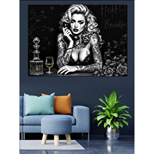 Siyah Beyaz Kadın Portresi Dekoratif Kanvas - Mdf Ahşap Tablo