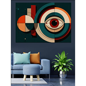 Soyut Dairesel Geometrik Kompozisyon Dekoratif Kanvas - Mdf Ahşap Tablo 35x50 cm