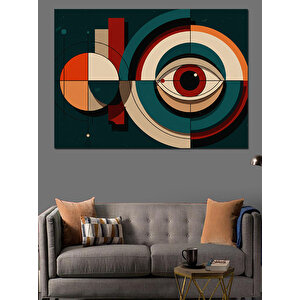 Soyut Dairesel Geometrik Kompozisyon Dekoratif Kanvas - Mdf Ahşap Tablo 35x50 cm