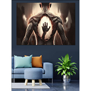 Sırtındaki El İzi Figürü Dekoratif Kanvas - Mdf Ahşap Tablo 100x140 cm