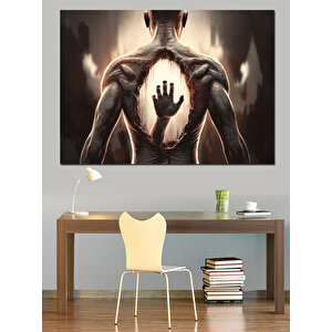 Sırtındaki El İzi Figürü Dekoratif Kanvas - Mdf Ahşap Tablo 100x140 cm