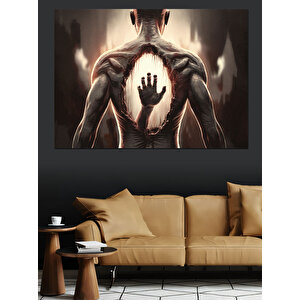 Sırtındaki El İzi Figürü Dekoratif Kanvas - Mdf Ahşap Tablo
