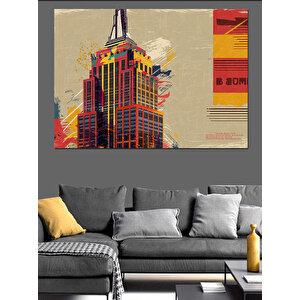 Empire State Binası Soyut Dekoratif Kanvas - Mdf Ahşap Tablo 100x140 cm