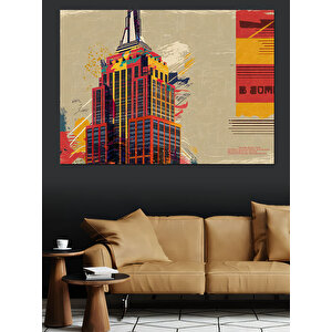 Empire State Binası Soyut Dekoratif Kanvas - Mdf Ahşap Tablo 100x140 cm