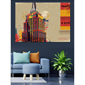 Empire State Binası Soyut Dekoratif Kanvas - Mdf Ahşap Tablo 100x140 cm