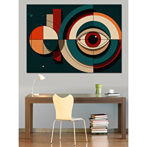 Soyut Dairesel Geometrik Kompozisyon Dekoratif Kanvas - Mdf Ahşap Tablo 100x140 cm
