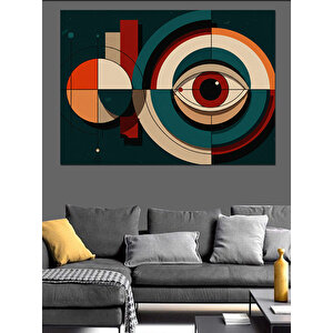 Soyut Dairesel Geometrik Kompozisyon Dekoratif Kanvas - Mdf Ahşap Tablo