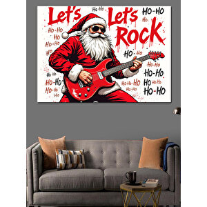 Rockçı Noel Baba Dekoratif Kanvas - Mdf Ahşap Tablo 50x70 cm